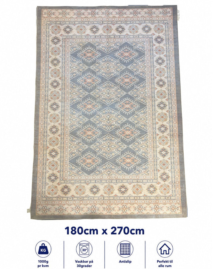 Stilrent tæppe 180x270 cm -  Vintage Nomad Blue
