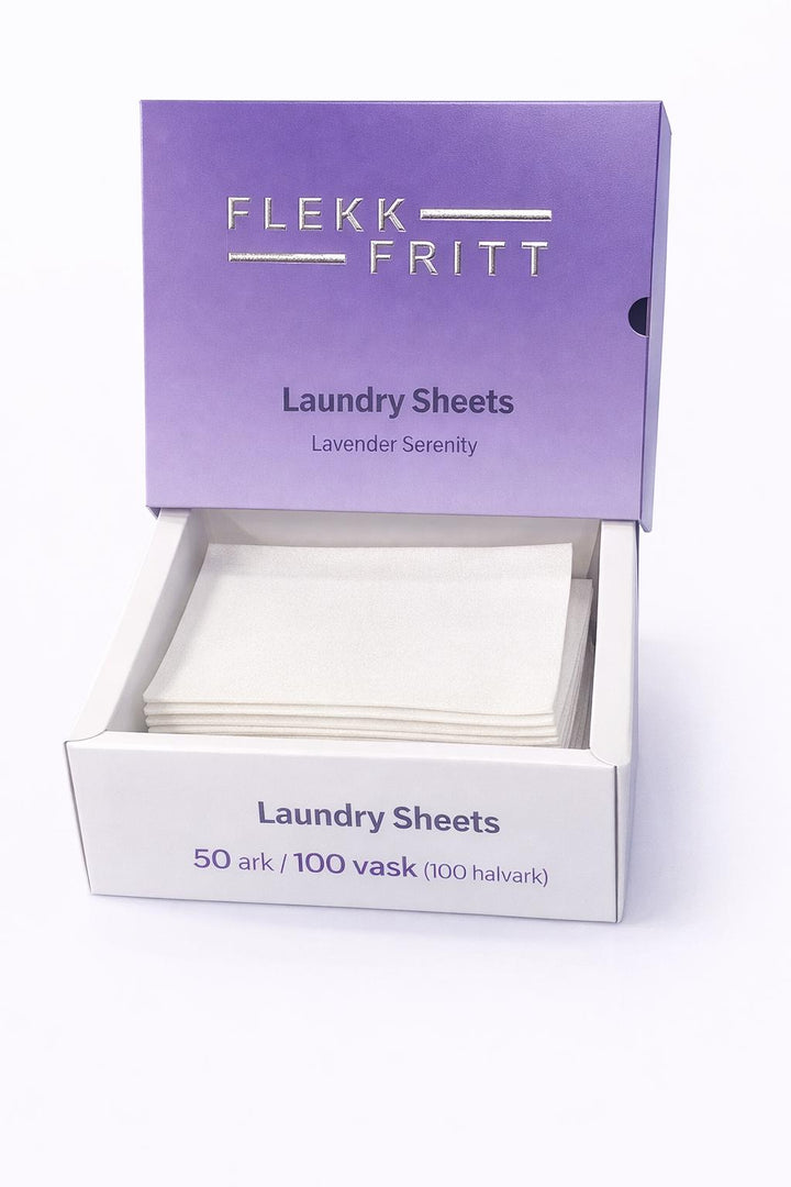 Flekk Fritt Vaskemiddel Ark – Lavender serenity (100 vaske / 100 halvark)