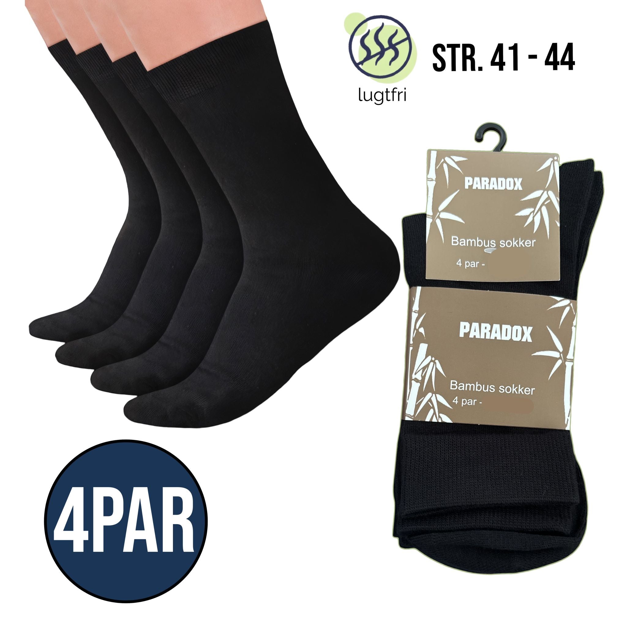 Bambus Sokker 4 par strømper - bambusstrømper - Høj Kvalitet og Komfort! Fra Paradox