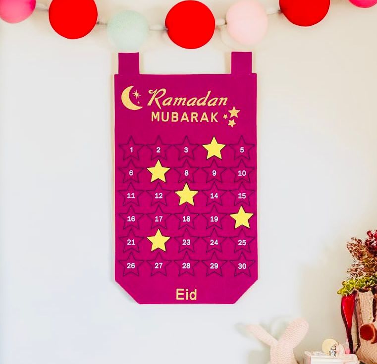 Store, bløde pink stofkalender