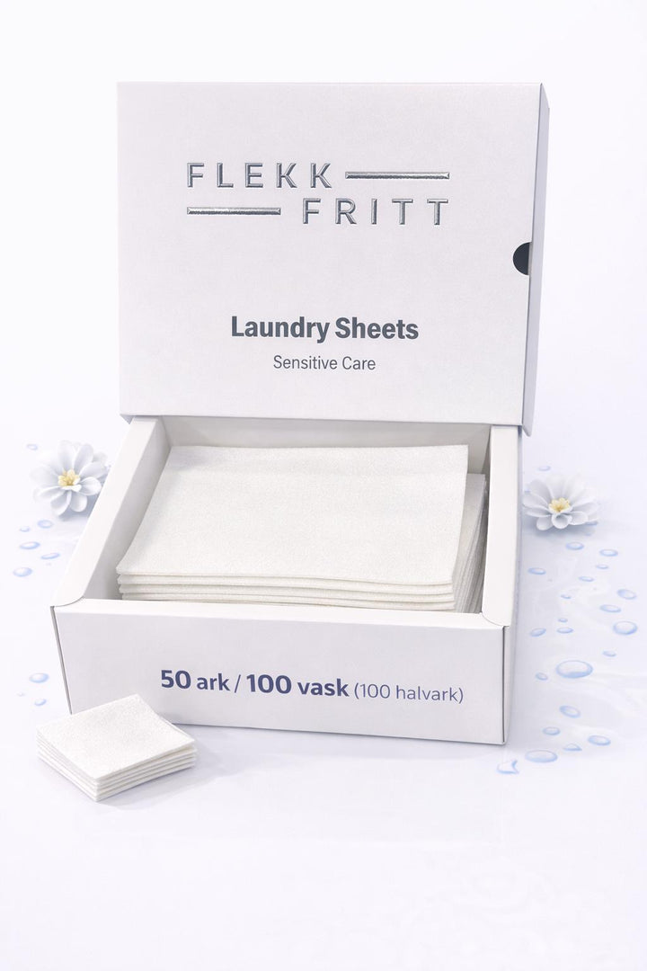 Flekk Fritt Vaskemiddel Ark – Sensitive Care (100 vaske / 100 halvark)