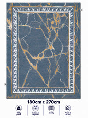 Stilrent tæppe 180x270 cm - Royal Marble Blue