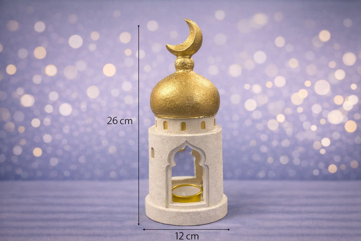 Moské design fyrfadslysholder lavet af harpiks & procelæn 26x12cm