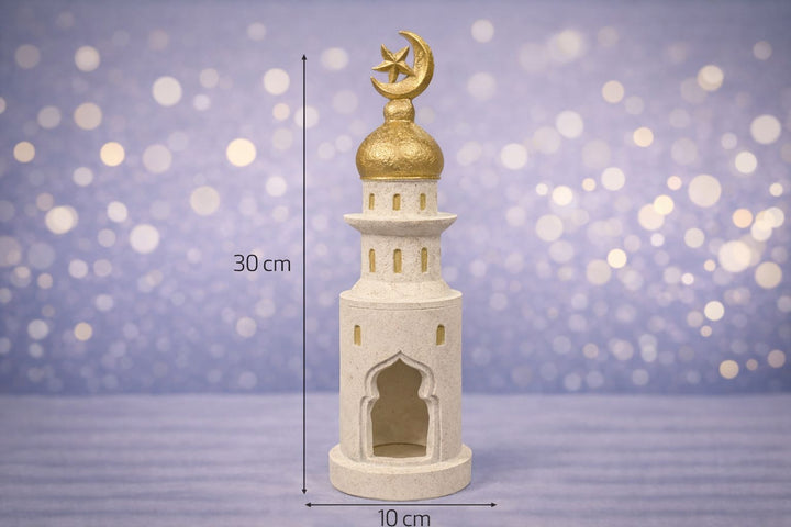 Moské design fyrfadslysholder lavet af harpiks & procelæn 30x10cm
