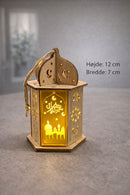 Trælantern med lys, batteri inkluderet 12x7cm