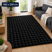 Velour Bubble Tæppe 160x230 cm – Deep Black