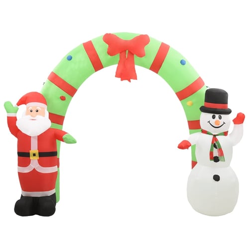 Oppustelig Julebue Med Julemand & Snemand LED H240 cm