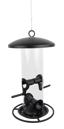 Foderautomat, frø, sort metal, small