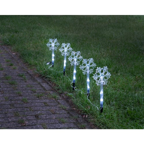 Grundig Stjerne/Snefnug på Spyd LED 5 Stk assorteret.