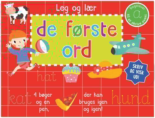 Skriv og visk ud - De første ord (kuffert med 4 bøger og pen)