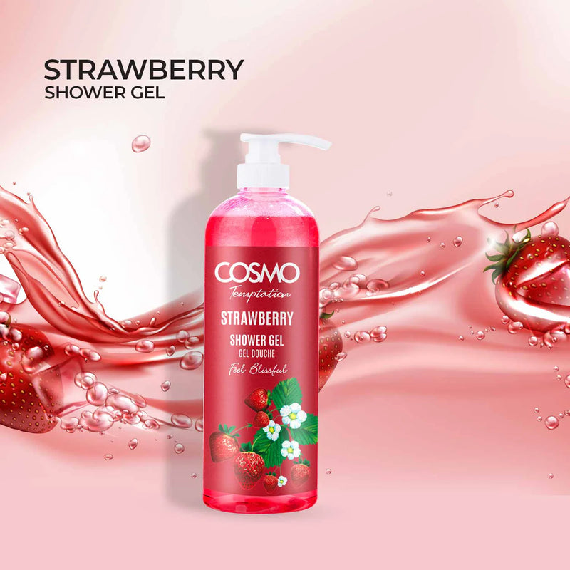 Cosmo 1000ml Showergel pumpe Jordbær