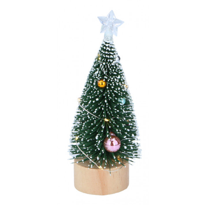 Weihnachtsgeschenke – 22 cm großer Weihnachtsbaum auf einem Holzständer mit 10 LED-Lichtern
