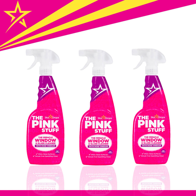 The Pink Stuff – Set mit 3 Fenstersprays 750 ml – mit Rosenessig