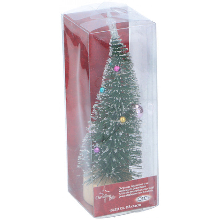 Weihnachtsgeschenke – 22 cm großer Weihnachtsbaum auf einem Holzständer mit 10 LED-Lichtern