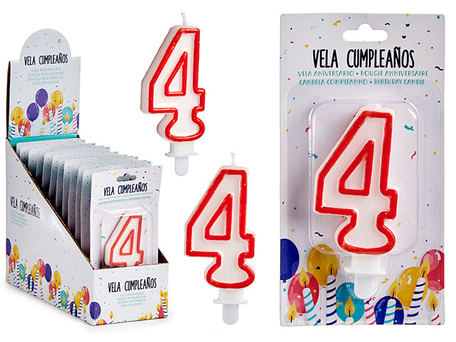 Arparty - 7,5cm Kagelys med tal Nr. 4