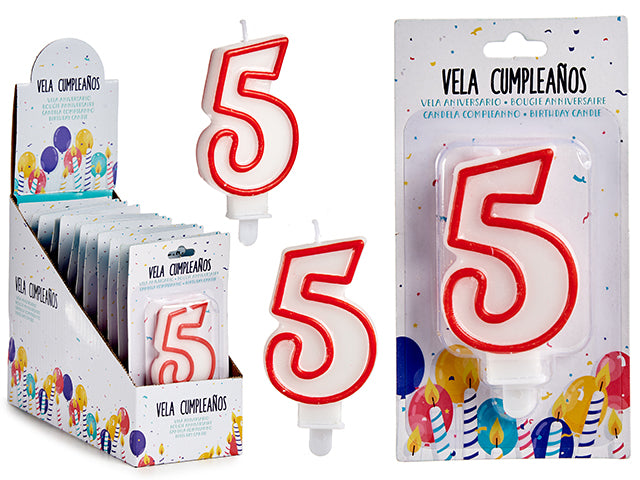 Arparty - 7,5cm Kagelys med tal Nr. 5 