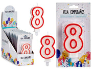 Arparty - 7,5cm Kagelys med tal Nr. 8