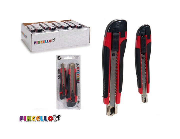Set 2 cutters knife profesional red blac