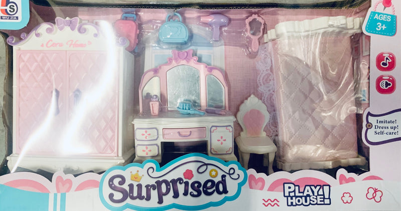 Surprised Puppenschlafzimmer – Rosa mit Lichtfunktionen