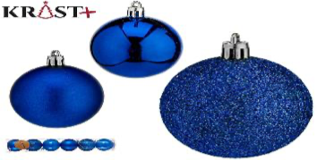 Krist - Weihnachtskugeln Mix 6cm - 6 Stück - Blau