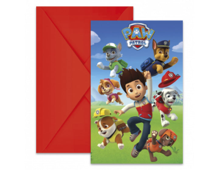 Paw patrol 6 die-cut invitationer & konvolutter