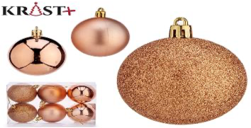 Krist - Weihnachtskugeln Mixture Gold 6cm - 6Stk