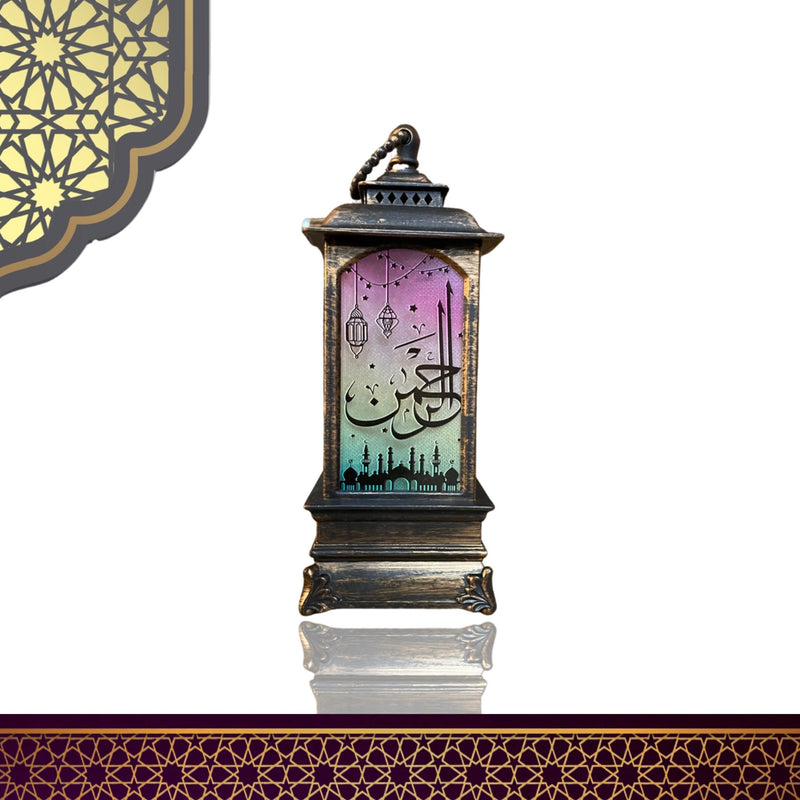 Laterne mit Designdruck in arabischer Schrift – bunt, 8 x 18 cm – Gold