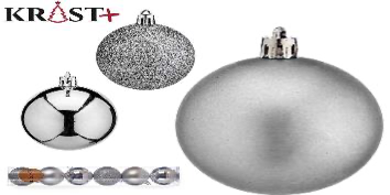 Krist - Weihnachtskugeln Mischung Silber 6cm - 6Stk