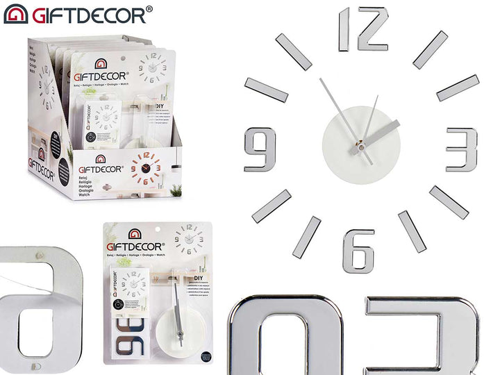 Giftdecor - Vægur stickers i sølv farve metalisk ca. 36 cm samlet 