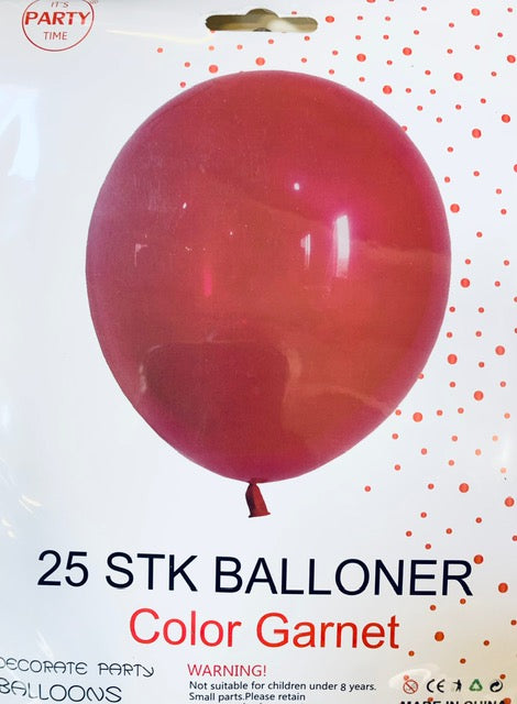 Its Party Time - Balloner 25stk Garnet mursten 30cm - Dollarstore.dk
