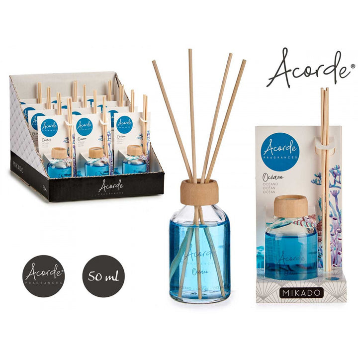 Acorde - Mikado 50ml duft i glas med sticks Ocean