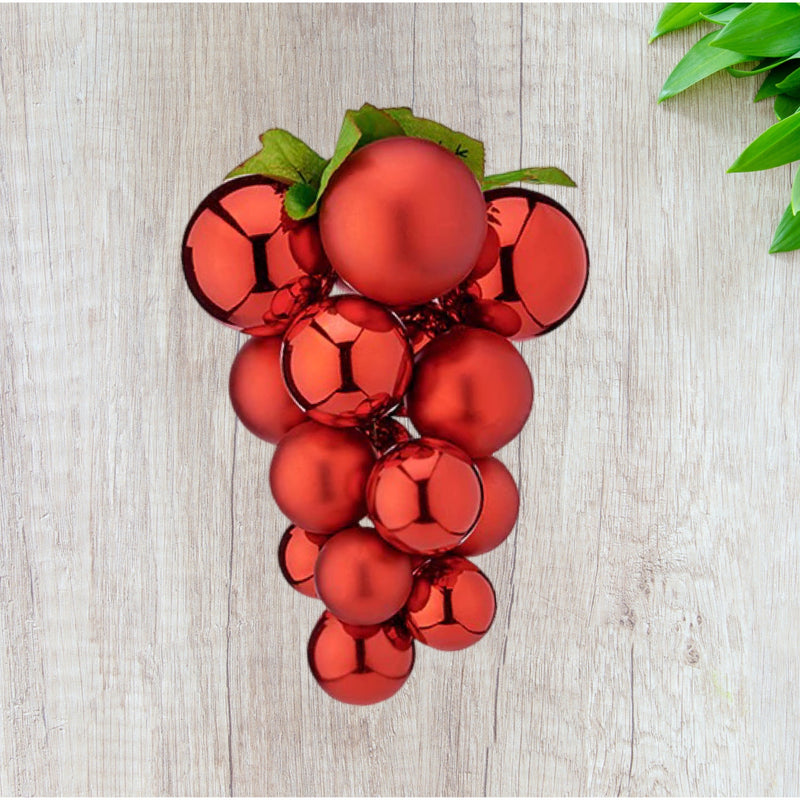 Kugeldekoration - Traube mit Blättern 24x18cm - Rot