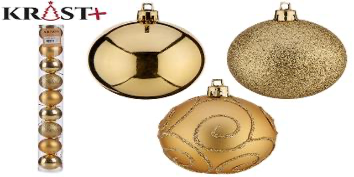 Krist - Weihnachtskugeln Stange Gold 6cm - 9Stk