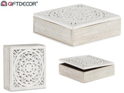 Giftdecor - Premium trækasse 23x23x6cm & 1cm klaplåg hvid melmalet