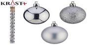 Krist - Weihnachtskugeln Stab silber 5 cm - 12 Stk