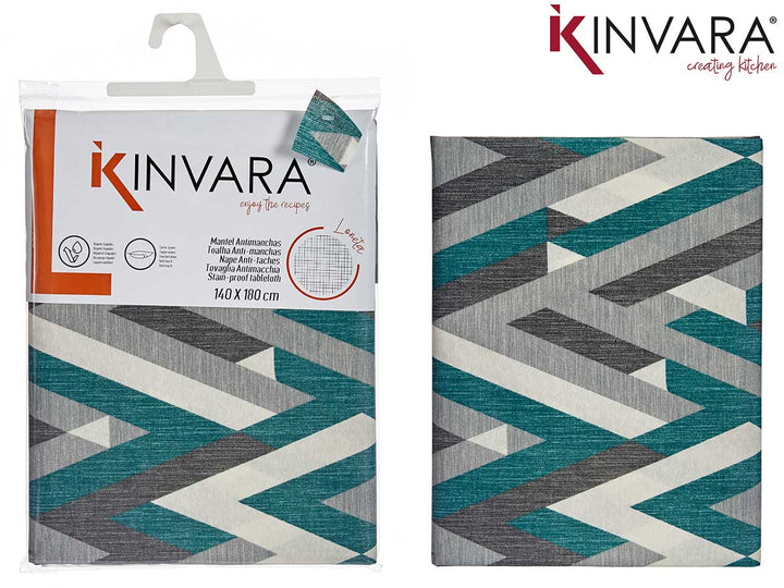 Kinvara wasserabweisende Tischdecke 140 x 180 cm – Grau/Grün-Thema