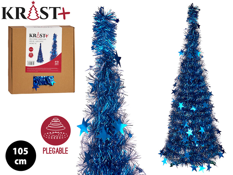 Krist - Girlande Weihnachtsbaum 105 cm metallic-blau Farbe Faltfunktion