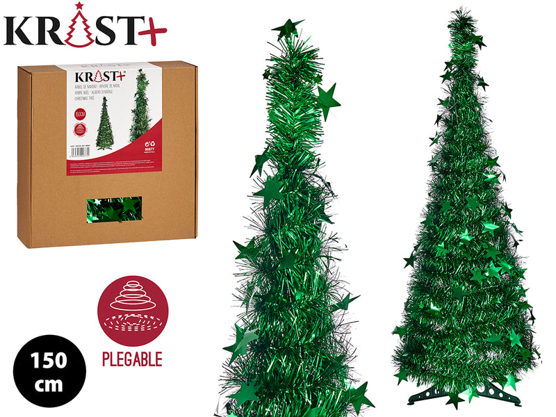 Krist - Wirbelnder Weihnachtsbaum 150 cm, Farbe Metallic-Grün. Klappfunktion