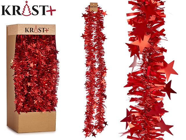 Krist - Girlande 200x9cm - Metallic-Rot mit Figuren
