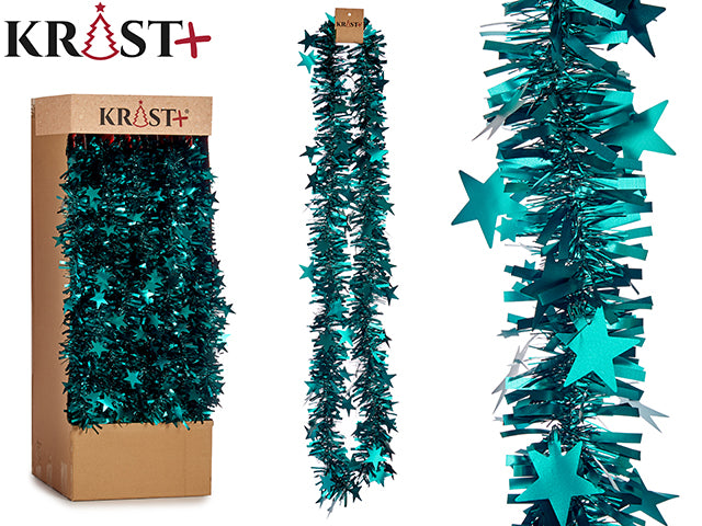 Krist – Girlande 200 x 9 cm – Metallic-Grün mit Sternen