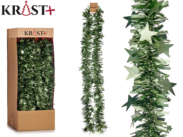Krist – Girlande 200 x 9 cm – Metallic-Olivenölfarbe mit Sternen