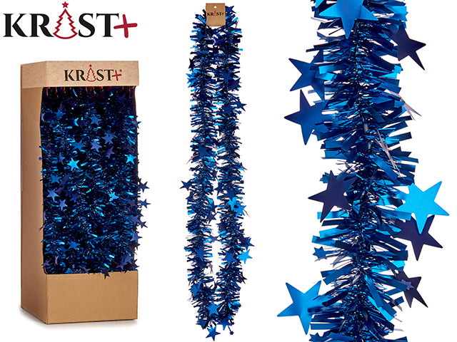 Krist – Girlande 200 x 9 cm – Metallic-Blau mit Sternen