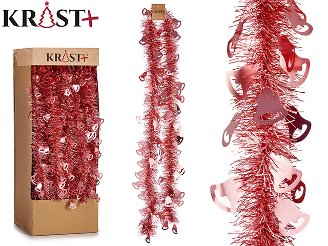 Krist – Girlande 200 x 9 cm – Metallic-Rosa mit Glöckchen