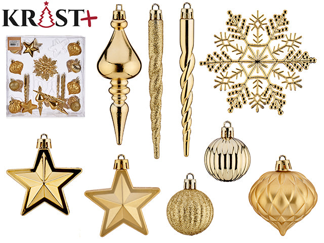 Krist - Set mit 32 goldenen Christbaumschmuck aus PVC