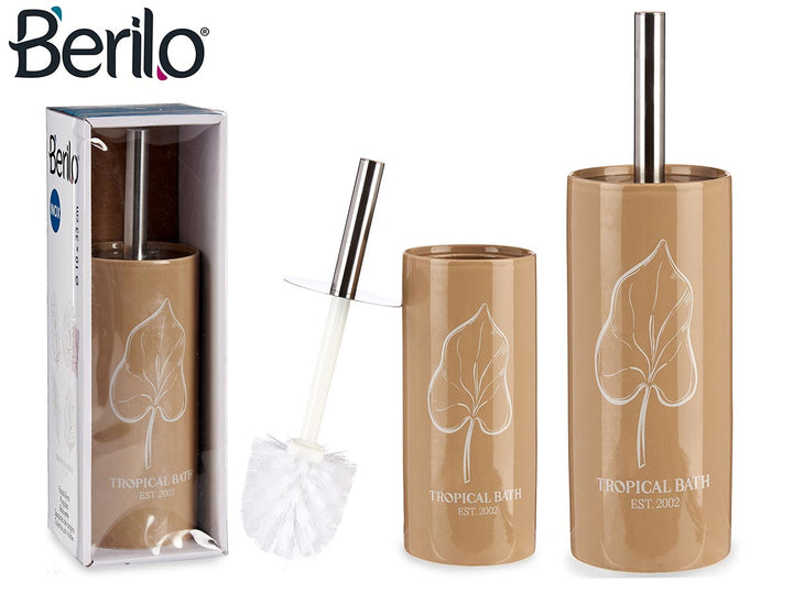 Berilo Inox toiletbørste af porcelæn - beige tropical bath