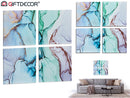 Giftdecor - 4stk vægplaketer af lærred i designtema 35x35cm pr.  Blue wave