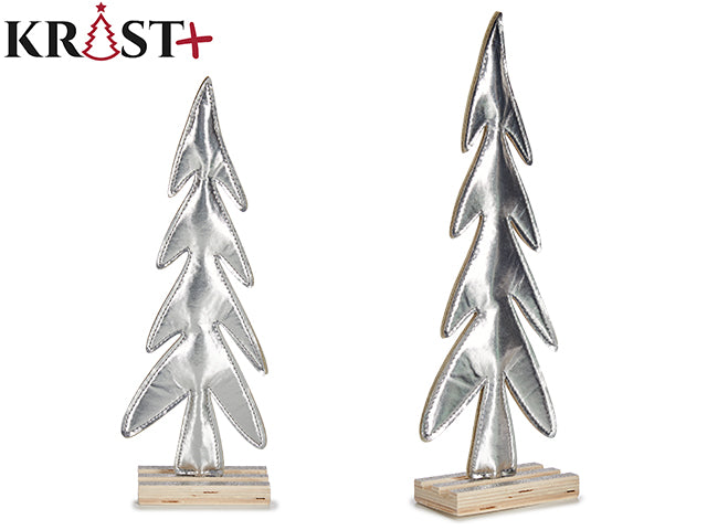 Krist - Silberner Weihnachtsbaum aus Stoff auf Holzsockel 33cm