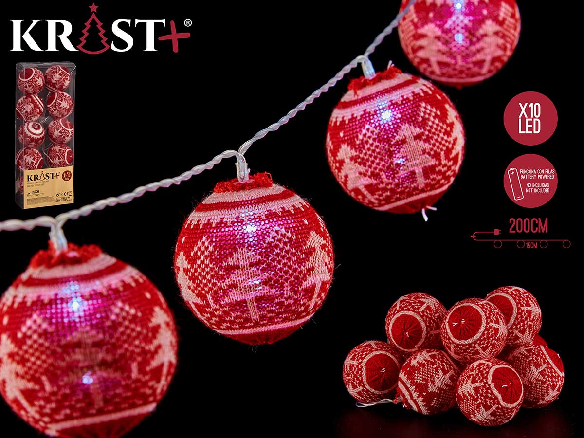 Krist - Weihnachtskugel-Lichterkette mit 10 Lichtern