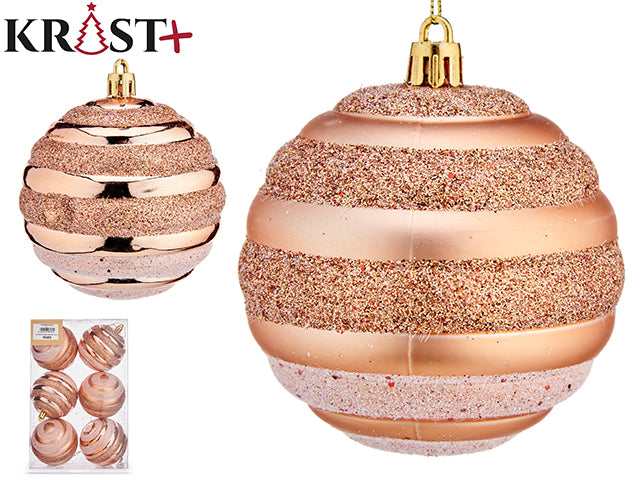 Krist - Weihnachtskugeln Champagner-Thema 8 cm - 6 Stück