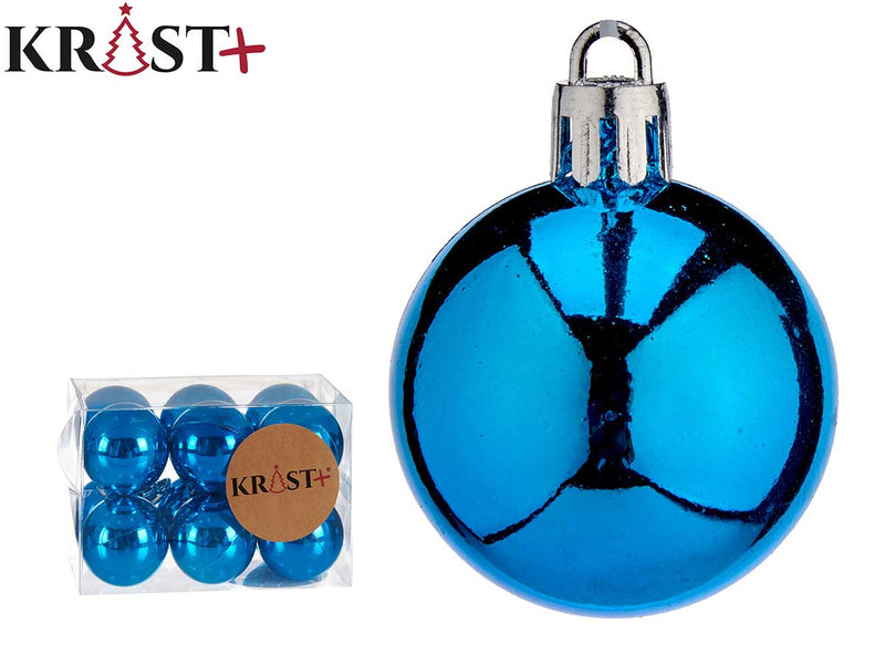 Krist - Weihnachtskugeln Blau 4cm - 12Stk